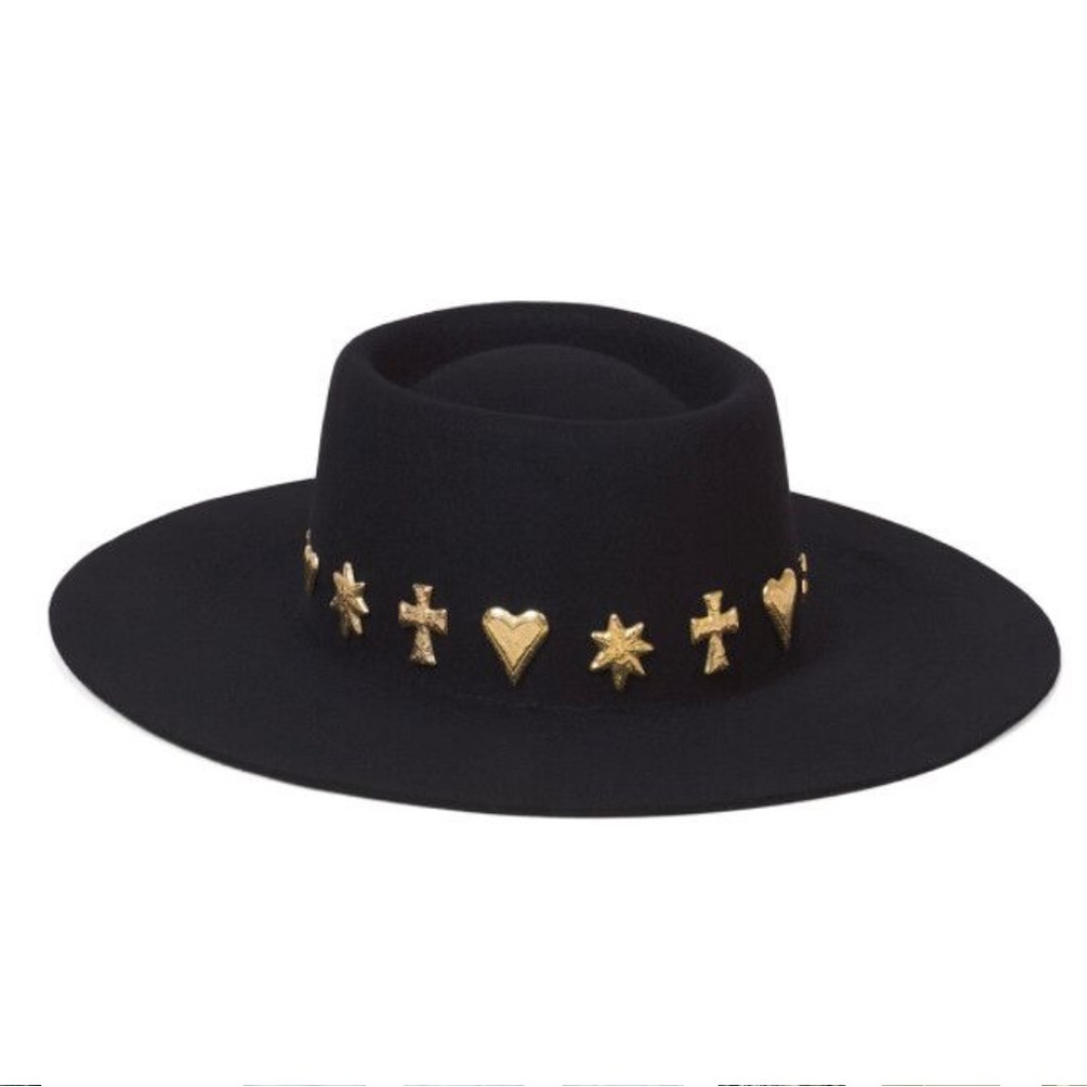 LACK OF COLOR BLACK CELESTIAL BOATER WOOL HAT